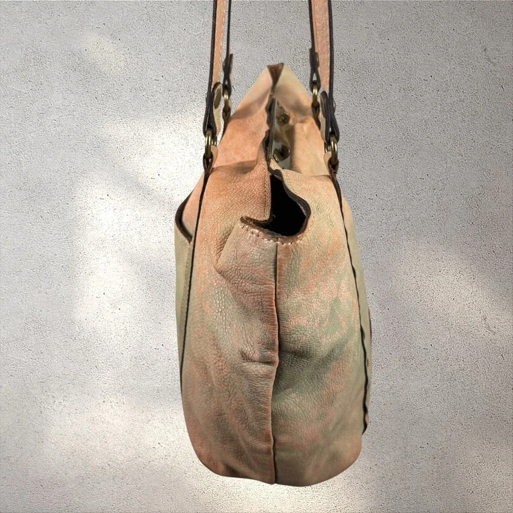 Patricia Nash‎ Large Leather Benvenuto Boho Western Distressed Boho Tote Bag